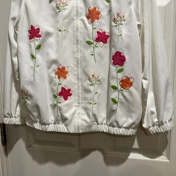 Alfred Dunner 90s Y2K Floral Pink White Zip Up Jacket Size 12 Cottagecore, - Picture 7 of 10